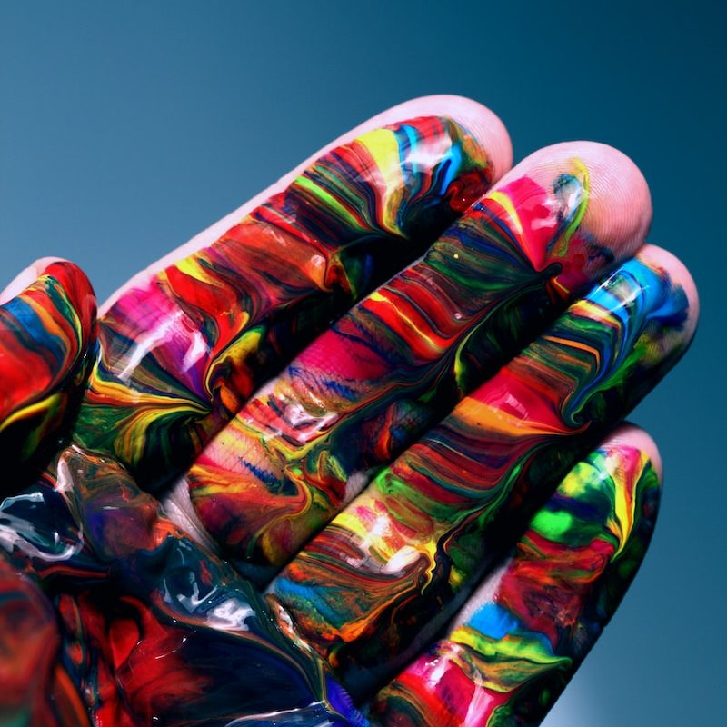 multicolored hand paint